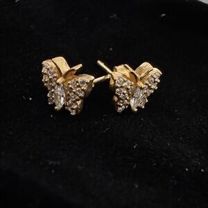 Sparkling Gold Butterfly Earrings